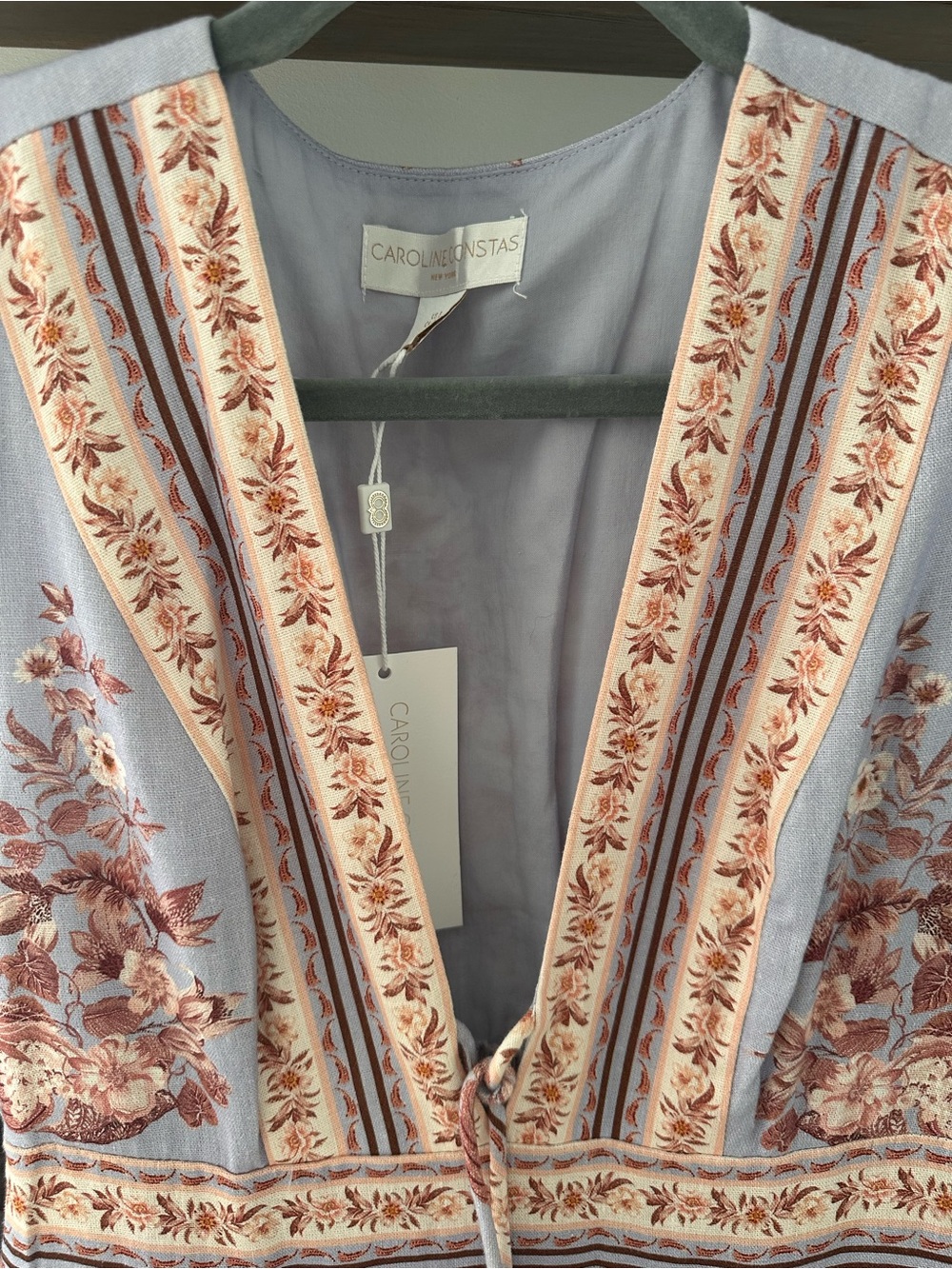 Caroline Constas Lavender Floral Maxi Dress with V-Neck - Picture 6 of 9